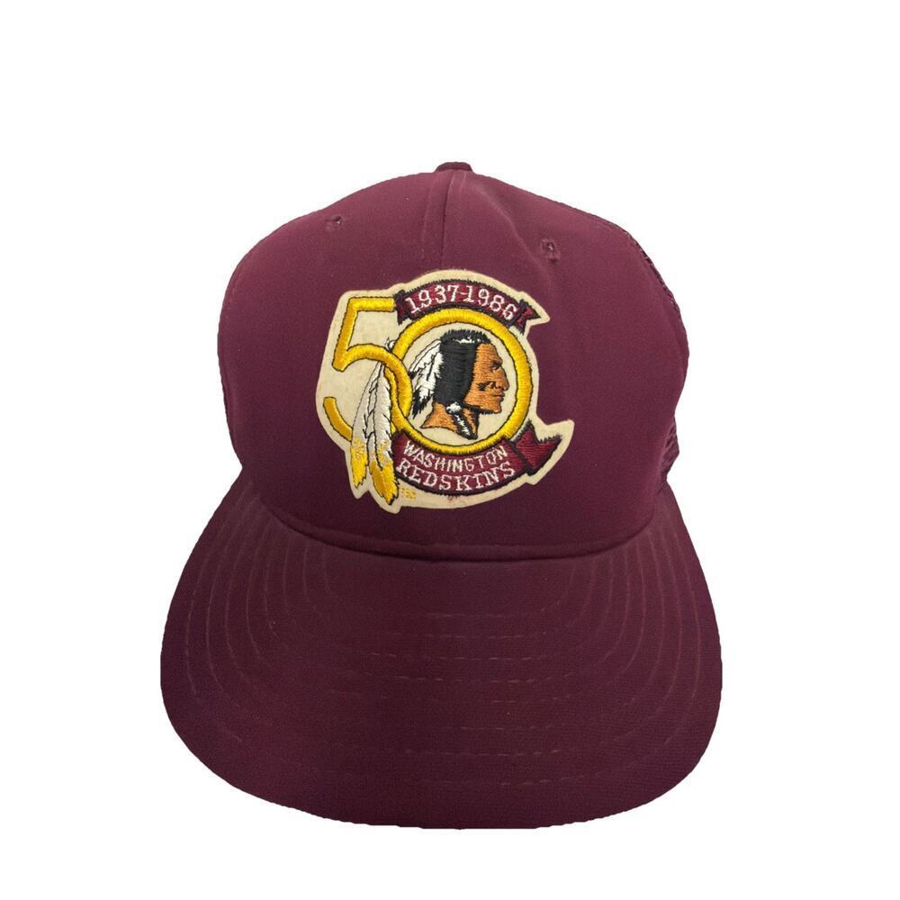 Vintage Washington Redskins 50th Anniversary Mesh Trucker Snapback Hat AJD L NFL